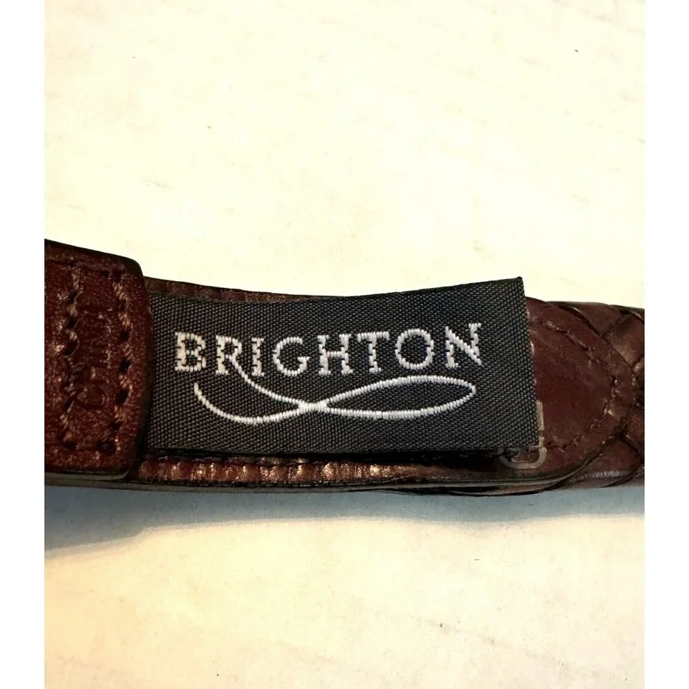 Brighton Brown Woven Leather with Silver Conchos Women’s Belt 28 / S Western